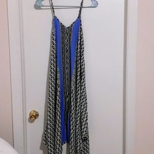 Chic Black and Blue High Low Dress